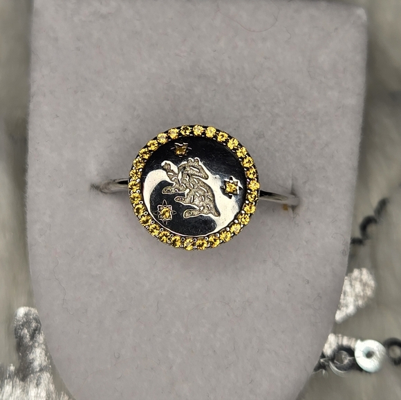 Charmed Aroma Jewelry - Hufflepuff Sterling Silver Mascot Ring Sz.7